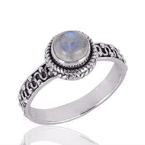 Natural Rainbow Moonstone Gemstone 925 Sterling Silver Ring