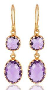 Purple Amethyst Gold Vermeil Sterling Silver Dangle Earrings