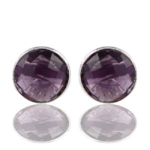 Purple Stone 925 Sterling Silver Stud Earring