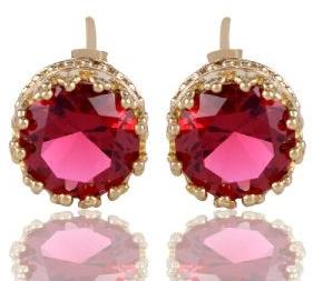 Red Swarovski Glass Gold Plated Fashion Designer Stud Earring