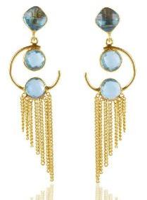 Sky Blue Topaz Color Stone Gold Plated Sterling Silver Earring