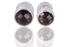 Smoky Quartz Gemstone 925 Silver Stud Earring