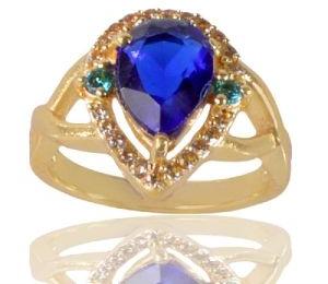 Tanzanite Sky Blue Gemstone and White Cubic Zirconia Gold Plated Fashion Ring