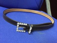 LEATHER BELT WITH CRYSTAL BUCKLE