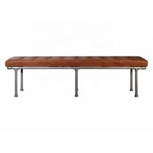 Vintage Industrial Leather Bench