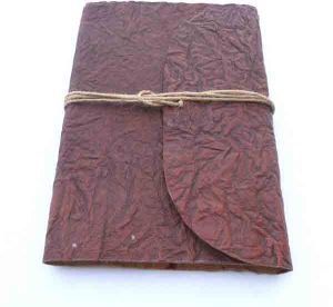 Crinkled thin goat leather brown shade journal