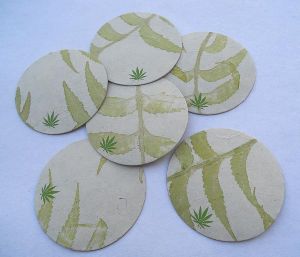 Hemp printed paper real natural leaves impression beer coasters