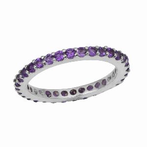 1.5 Round Purple Amethyst Band Wedding Ring