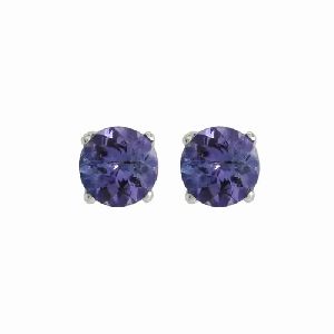 6 MM Round 0.140 Ct Tanzanite 925 Silver Earring