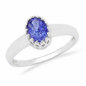 92.5 Sterling Silver Real Tanzanite Stone Crown Ring