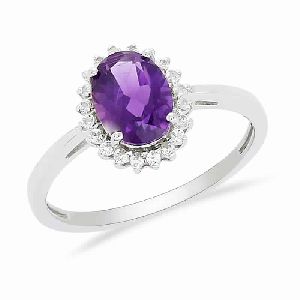 Amethyst Oval Cut Festive Ring 92.5 Sterling Silver