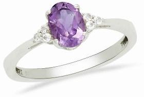 Sterling Silver 925 Amethyst Oval Engagement Ring