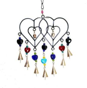 Twin heart-shaped wind chime metal craft