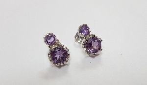 Amethyst white gold earrings