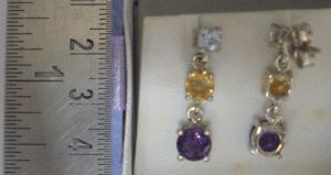 Ear Ring With Amethyst,Citrine,Blue Topaz