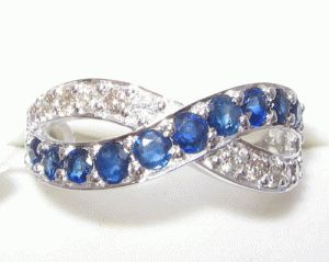 Ring With Diamond & B.sapphire rd. cut