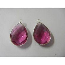 Hydro pink pear cut gemstones connectors