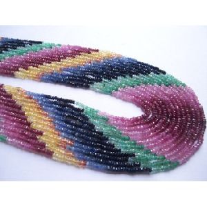 Multi sapphire roundel faceted natural gemstone beads