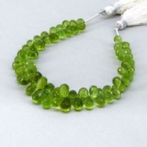 peridot faceted drops gemstone beads