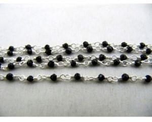 Silver Black spinal rosary beaded chain