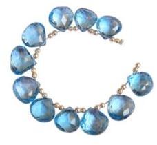 Swiss blue topaz faceted hearts natural stone beads