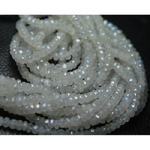 White rainbow roundel faceted natural stone beads