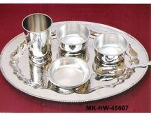 Brass Silver Plated Bhojan Thaal