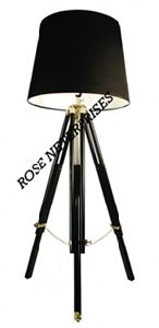 Nautical Tripod Floor Lamp with Black Shade