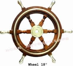 Wooden Ship Wheel W/Brass Hub