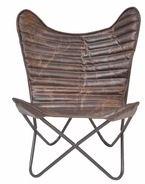 COCOA RIBBED WING LEATHER CHAIR