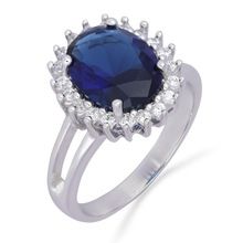 Blue Glass Zircon Ring