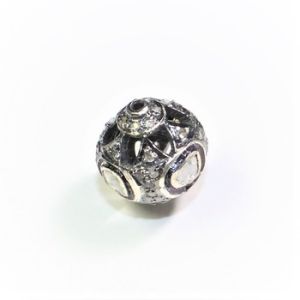 DIAMOND POLKI BALL 925 SILVER BLACK OXIDASE RHODIUM BEADS