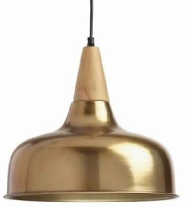 Brass and Wood Metal Pendant Light