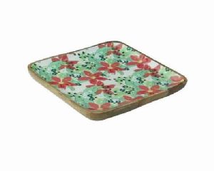 Flower Printed Square Serving Platter