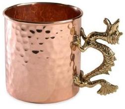 Hammered Copper Mug with Brass Dragon Handle