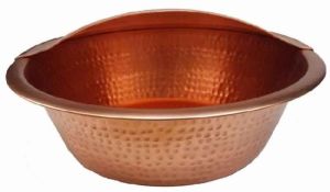 Hammered Copper Pedicure Bowl With Foot Rest