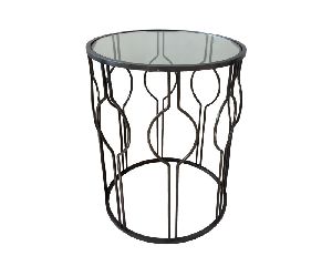 Metal Side Table with Glass Top