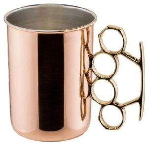 Shiny Polish Copper Beer Mug with Brass Handle