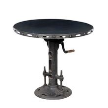 IRON ADJUSTABLE HEIGHT ROUND TOP COFFEE TABLE