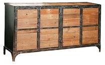 IRON METAL AND WOODEN LONG 8 DRAWER CHEST