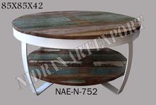 wood double top round coffee table