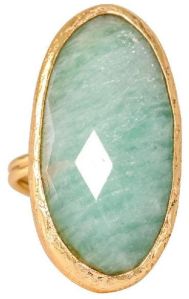 Amazonite Gold Plated Handmade Adjustable Turkish Rings