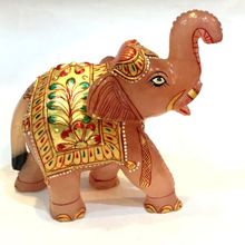 Rose Quartz Gemstone Elephant Figurine Statue