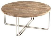 metal round coffee table with wooden top