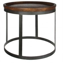 Metal Round Wooden Top Coffee Table