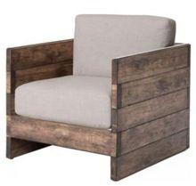 solid wood single seater sofa with fabric seat