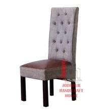 Vintage Canvas Leather Wooden Dining Chair