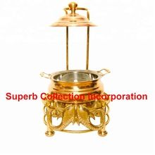 Round Fish Stand Brass Chafing Dish