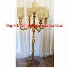 Gold Crystal Chimney Five Arms Candelabra