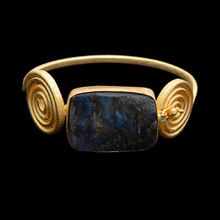 Blue Flash Labradorite Gold Plated Bangle Bracelet